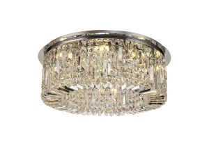 Norma 65cm Round Flush Chandelier, 8 Light E14, Polished Chrome/Crystal