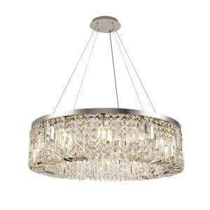 Norma 80cm Round Pendant Chandelier, 12 Light E14, Polished Chrome/Crystal Item Weight: 16.8kg