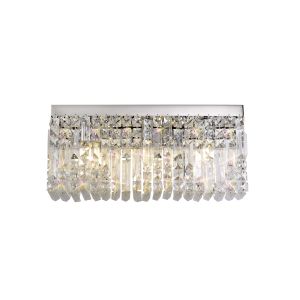Norma 50x24cm Rectangular Large Wall Lamp, 3 Light E14, Polished Chrome/Crystal