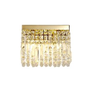 Norma 29x13cm Rectangular Small Wall Lamp, 2 Light E14, Gold/Crystal