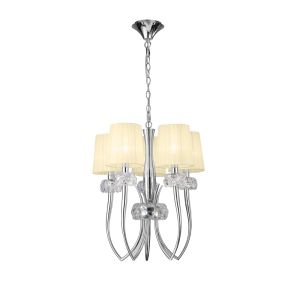 Loewe Slim Pendant 5 Light E14, Polished Chrome With Cream Shades