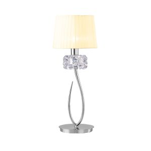 Loewe Table Lamp 1 Light E27 Large, Polished Chrome With Ccrain Shade