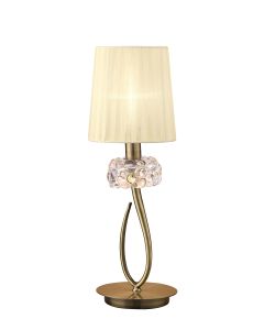 Loewe Table Lamp 1 Light E14 Small, Antique Brass With Ccrain Shade
