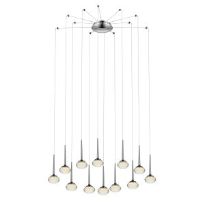 Icaro 12 Light Integrated LED, 1080lm, Adjustable Polished Chrome Pendant