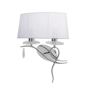 Louise Wall Lamp Left 2 Light E27 With White Shade Polished Chrome/Clear Crystal