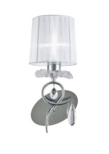 Louise Wall Lamp 1 Light E27 With White Shade Polished Chrome / Clear Crystal