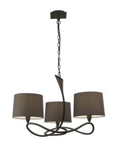 Lua Pendant 3 Arm Light E27, Ash Grey With Ash Grey Shades