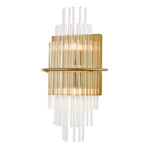 Lukas 2 Light G9 Antique Gold Wall Light With Glass Rods