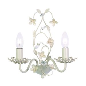 Endon-LULLABY-2WBCR Lullaby Double Wall Light Cream/Brushed Gold Paint/Clear Finish