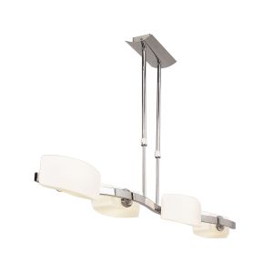 Lupa Telescopic Pendant Linear Bar 4 Light G9, Polished Chrome/Frosted White Glass