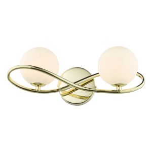 Lysandra 2 Light G9 Polished Gold Wall Light With Opal Glass Shades