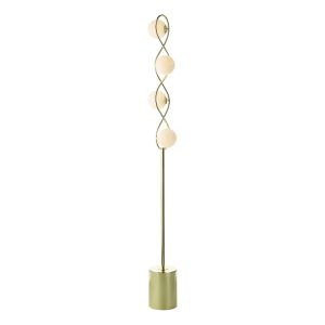 Lysandra 4 Light G9 Polished Gold Floor Lamp With Inline Foot Switch C/W Opal Glass Shades