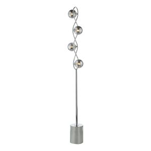 Lysandra 4 Light G9 Polished Chrome Floor Lamp With Inline Foot Switch C/W Smoked Glass Shades