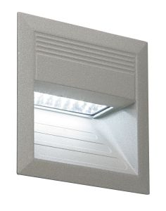 LIAM RECESSED WALL TEXTURED GREY & CLEAR PLASTIC 4.5mm x 140mm SQUARE / 1.26W LED CAPSULE COOL WHITE (18 LEDs) /IP54