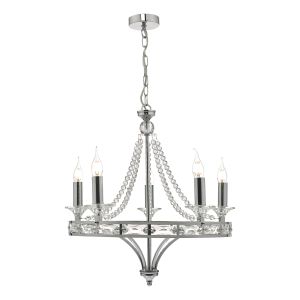 Mabry 5 Light E14 Polished Chrome Adjustable Chandelier With Faceted CrystalDetails
