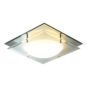 Mantra 1 Light E27 Bathroom IP44 Flush Mirror Glass With Frosted Glass