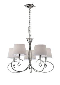 Mara 78cm Pendant 5 Light E14, French Gold With Ivory White Shades