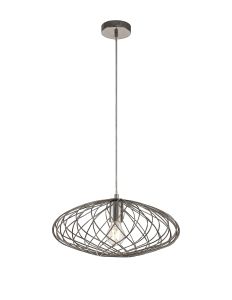 Marbella Elliptical Sphere Pendant, 1 x E27, Polished Nickel