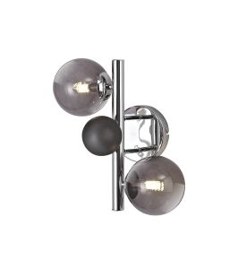 Marlborough Wall Lamp, 2 x G9, Polished Chrome/Smoked Glass