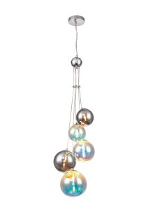 Marlborough Pendant, 5 x G9, Polished Chrome/Italisbonscent/Chrome Glass