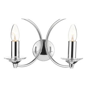 Medusa 2 Light E14 Polished Chrome Wall Light With Pull Cord With K9 Crystal Detalls