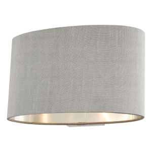 Melody 1 Light G9 Wall Light With Oval Grey Faux Silk Shade