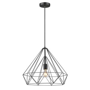 Lucien 1 Light E27 Simmable Adjustable Matt Black Pendant