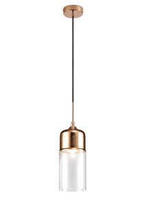 Mia 13cm Single Tube Pendant 1 Light E27 Copper/Clear Glass