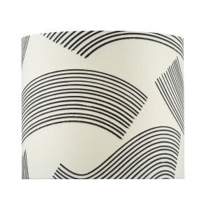 Miho 1 Light E27 Ccrain And Black Patterned 34cm Linen Cylinder Shade (Shade Only)
