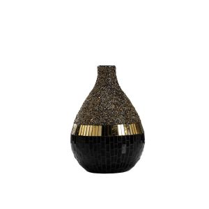 (DH) Mika Mosaic Vase Medium Black/French Gold