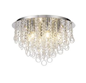 Milan Ceiling, 6 Light E14, Polished Chrome/Crystal