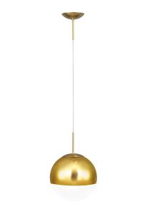 Miranda 25cm Ball Pendant 1 Light E27 Antique Gold Suspension with Gold Mirrored/Clear Glass Globe