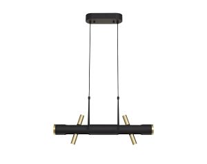 Mitton Linear Pendant , 4 x 2W LED, 3000K, 1120lm, Sand Black, Gold, 3yrs Warranty