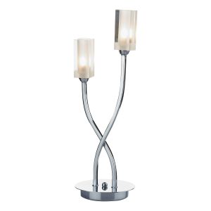 Morgan 2 Light G9 Polished Chrome Table Lamp With Inline Switch With Clear Glass Shades With Frosted Inner Detail