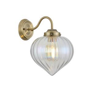 Mya Wall Light With Flower Bud Shade 1 x E27, Antique Brass/Italisbonscent Faded