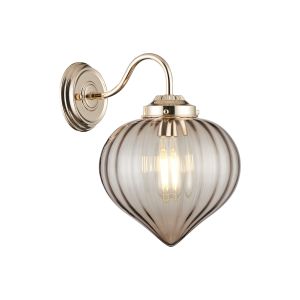 Mya Wall Light With Flower Bud Shade 1 x E27, French Gold/Cognac