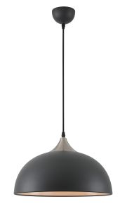 Nairn 38cm Small Pendant, 1 x E27, Graphite/Satin Nickel