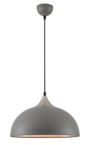 Nairn 38cm Small Pendant, 1 x E27, Sand Grey/Satin Nickel