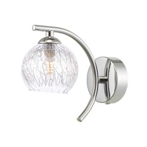 Nakita 1 Light G9 Polished Chrome Wall Light With Pull Cord Switch C/W Clear Glass Shade & Inner Wire Detail