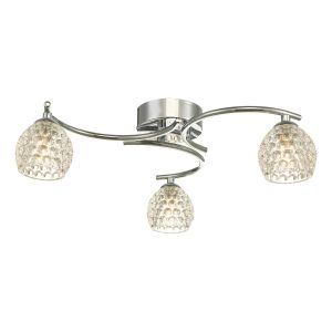 Nakita 3 Light G9 Polished Chrome Flush Ceiling Fitting C/W Clear Dimpled open Style Glass Shades