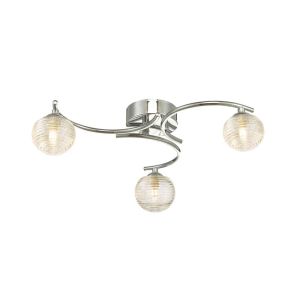 Nakita 3 Light G9 Polished Chrome Flush Ceiling Fitting C/W Clear Closed Ribbed Glass Shade
