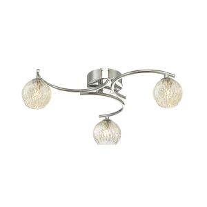 Nakita 3 Light G9 Polished Chrome Flush Ceiling Fitting C/W Clear Glass Shade & Inner Wire Detail