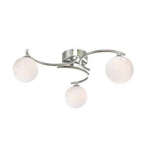 Nakita 3 Light G9 Polished Chrome Flush Ceiling Fitting C/W White Confetti Glass Shades.