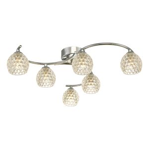 Nakita 6 Light G9 Polished Chrome Flush Ceiling Fitting C/W Clear Dimpled open Style Glass Shades