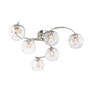 Nakita 6 Light G9 Polished Chrome Flush Ceiling Fitting C/W Champagne Organic Glass Shades.