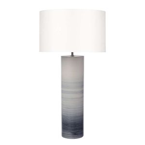 Nlouisre 1 Light E27 Black And White Ceramic Table Lamp With Inline Switch C/W Hinton White Faux 28.5cm Drum Shade