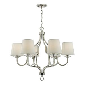 Nerva 6 Light E14 Polished Nickel Adjustable Pendant In A Hollywood Regency Style With Crystal Sconces