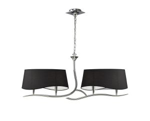 Ninette Linear Pendant 2 Arm 4 Light E14, Polished Chrome With Black Shades