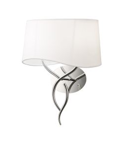 Ninette Wall Lamp 2 Light E14, Polished Chrome With Ivory White Shade