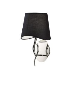 Ninette Wall Lamp Switched 1 Light E14, Polished Chrome With Black Shade